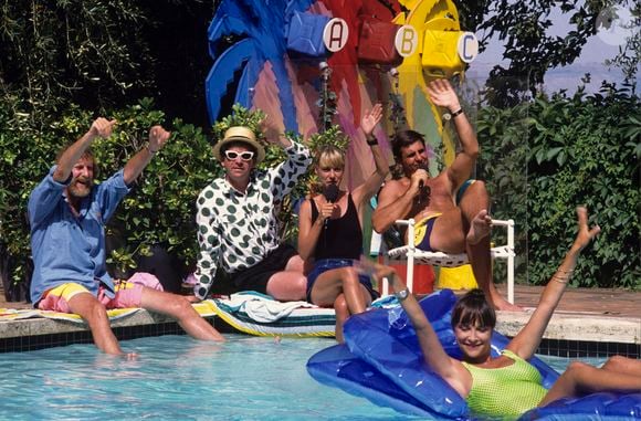 Archives - François Corbier, Jacky, Dorothée, Patrick Simpson-Jones et Ariane Carletti, en juillet 1989.

Photo : Bruno Schneider / Bestimage