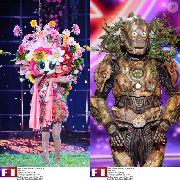 Le Bouquet et le Cyborg dans "Mask Singer 9" sur TF1. Photo : Laurent Vu / TF1
