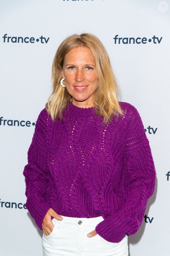 Agathe Lecaron lors du photocall dans le cadre de la conférence de presse de France Télévisions au Pavillon Gabriel à Paris, France, le 24 août 2021. © Pierre Perusseau/Bestimage