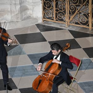 Renaud Capuçon souligne les différences sonores et techniques entre ces deux instruments, qu’il compare à deux grands crus aux personnalités distinctes. 

Le violoniste français Renaud Capucon et son frère le violoncelliste français Gautier Capucon lors de la cérémonie officielle de réouverture de la cathédrale Notre-Dame de Paris, France, le 7 décembre 2024, après plus de cinq ans de travaux de reconstruction suite à l'incendie d'avril 2019. © Eliot Blondet/Pool/Bestimage