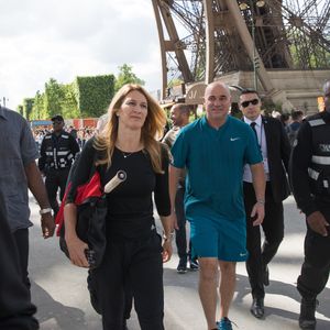 Steffi Graf et son mari André Agassi - Tournoi des "Longines Future Tennis Aces" sur le court en terre battue installé sous la Tour Eiffel dans le cadre de l'opération "Roland-Garros dans la Ville" à Paris, le 2 juin 2018. © Jacovides/Moreau/Bestimage