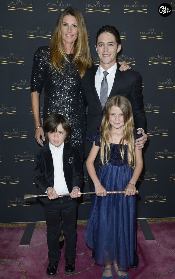 Sophie Thalmann, son mari Christophe Soumillon et leurs enfants Charlie et Mika - 65ème édition des Cravaches d'Or au Théâtre des Champs-Elysées à Paris. Le 14 mars 2014 © COADIC GUIREC / BESTIMAGE