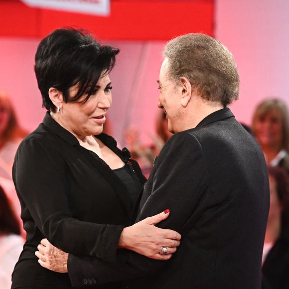Exclusif - Liane Foly et Michel Drucker  lors de l'enregistrement de l'émission Vivement dimanche au studio Rive Gauche, presentée par Michel Drucker, diffusion sur France 3 le 2 février 2025. © Guillaume Gaffiot/Bestimage
