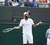 Laurent Lokoli a souvent senti le poids de la solitude qui est le prix à payer pour poursuivre son rêve d’enfant.
Laurent Lokoli lors du tournoi de Wimbledon 2023 à Londres, le 3 juillet 2023 ©Antoine Couvercelle / Panoramic / Bestimage