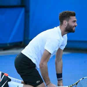 Le Français Benoît Paire à l'entraînement avec le Canadien Vasez Pospisil lors de l'Open d'Australie 2016 au Melbourne Park à Melbourne, Australie, le 15 janvier 2016. Photo par Corinne Dubreuil/ABACAPRESS.COM