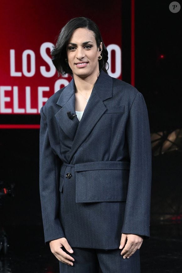 La boxeuse algérienne Imane Khelif, médaillée d'or aux Jeux Olympiques de Paris 2024, assiste à l'émission de télévision italienne " Lo stato delle Cose " (littéralement " l'état des choses ") à Rome, Italie, le 11 novembre 2024. Photo by Maria Laura Antonelli/Avalon/ABACAPRESS.COM