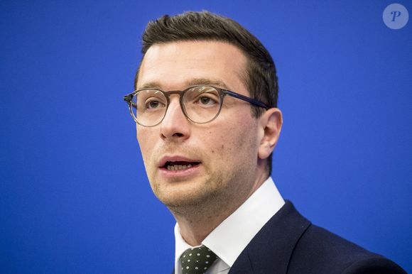 Jordan Bardella, président du groupe Patriots for Europe, assiste à une réunion d'information au Parlement européen à Strasbourg, France, 19.05.2026. © Wiktor Dabkowski/ZUMA Press Wire/Bestimage