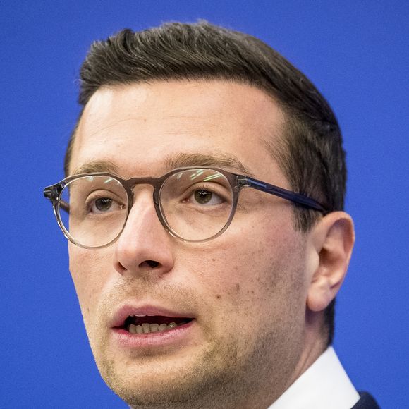 Jordan Bardella, président du groupe Patriots for Europe, assiste à une réunion d'information au Parlement européen à Strasbourg, France, 19.05.2026. © Wiktor Dabkowski/ZUMA Press Wire/Bestimage
