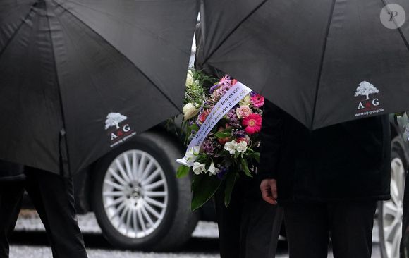 Illustration aux obsèques de la baronne Myriam Ullens de Schooten, tuée par son beau-fils Nicolas, à l’église d’Ohain, dans l’entité de Lasne, Belgique le 7 avril 2023. © Dominique Jacovides / Bestimage