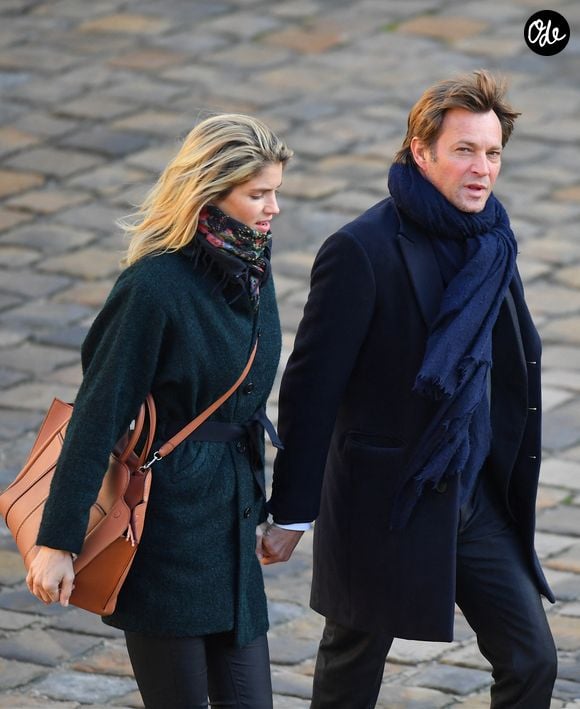 Laurent Delahousse et Alice Taglioni lors d'une cérémonie nationale d'hommage à Jean d'Ormesson, ancien membre de l'Académie française, aux Invalides à Paris, le 8 décembre 2017. Photo de Christian Liewig/ABACAPRESS.COM