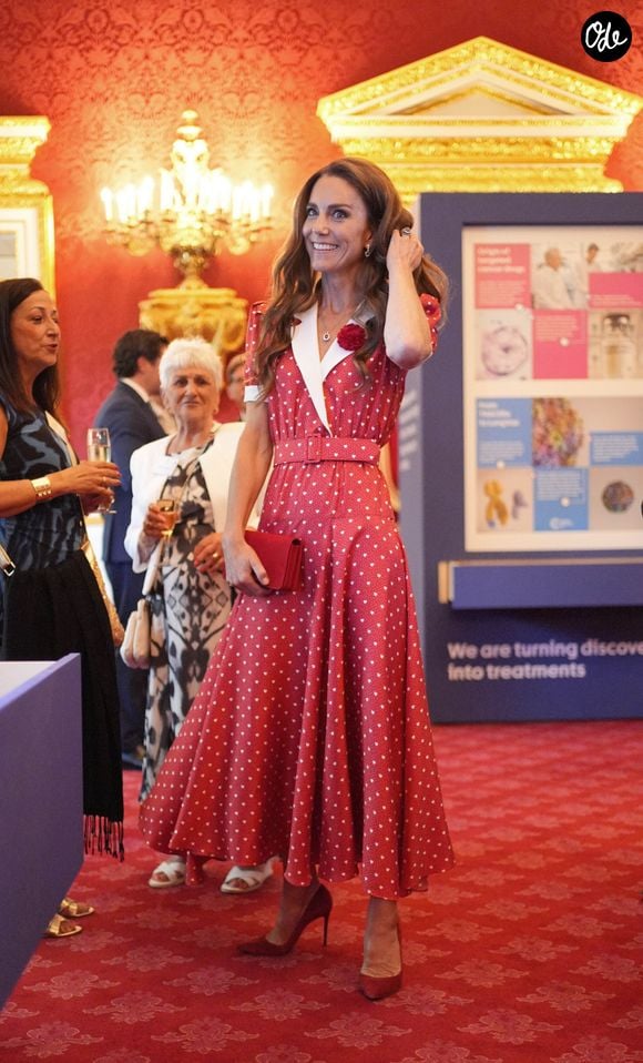 La princesse de Galles est depuis en rémission.
La princesse de Galles lors d'une réception organisée par Cancer Research UK à l'occasion du 125e anniversaire de l'organisation caritative, au St James's Palace, à Londres. ©Bestimage