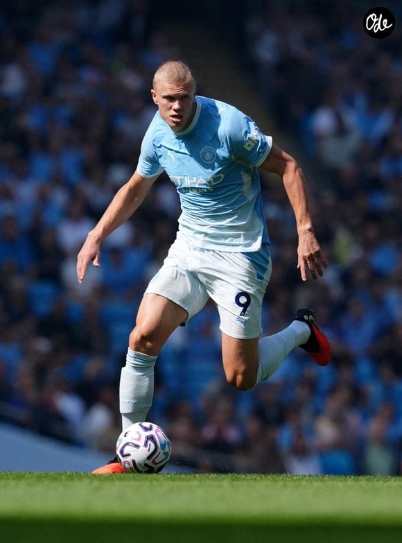 Erling Haaland, joueur de Manchester City, lors du match de Premier League disputé à l'Etihad Stadium, à Manchester. Date de la photo : dimanche 23 août 2026.