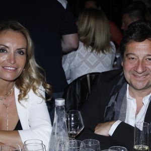Exclusif - Laurent Gerra et sa compagne Christelle Bardet au dîner lors de la 2ème édition du Festival du cinéma français et gastronomie à Aix les Bains le 9 juin 2023.

© Denis Guignebourg / Bestimage