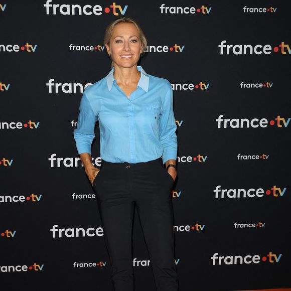Anne-Sophie Lapix au photocall pour la conférence de presse de rentrée de France TV à la Grande Halle de la Villette à Paris, France, le 11 juillet 2023. © Coadic Guirec/Bestimage
