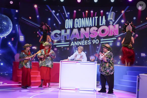 Exclusif - Laurence Boccolini, lors de l'enregistrement de l'émission "On Connait La Chanson Années 90", présentée par L.Boccolini et diffusée le 19 mai 2026 sur W9, à Paris, France, le 8 avril 2026. © Jack Tribeca/Bestimage
