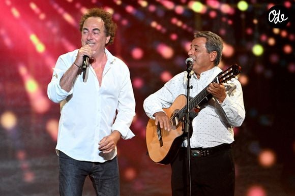 Les Chevaliers du Fiel (Éric Carrière et Francis Ginibre) et Chico et les Gypsies - Enregistrement de l'émission "Le grand concert des régions : ici c'est le Sud", présentée par L.Luyat et L.Thilleman et diffusée le 28 février sur France 3, à l'Arena du Pays d'Aix à Aix-en-Provence, le 29 avril 2024.

© Bruno Bebert / Bestimage