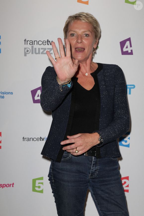 Elise Lucet lors de la conférence de presse annuelle de France Télévisions qui s'est tenue au Palais de Tokyo, à Paris, France, le 28 août 2013. Photo by Jerome Domine/ABACAPRESS.COM