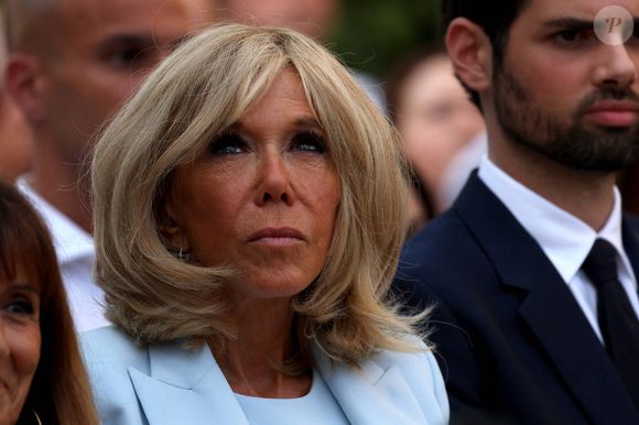 Brigitte Macron.
French President Emmanuel Macron and his wife Brigitte Macron take part in the ceremony marking the 80th anniversary of the liberation of the town of Bormes-les-Mimosas with French Secretary of State for Veterans and Memory Patricia Miralles in Bormes-les-Mimosas, Southern France, on August 17, 2024.

© Alain Robert / Pool / Bestimage