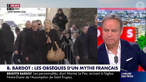Marine Le Pen aux obsèques de Brigitte Bardot. Le 7 janvier 2026 à Saint-Tropez.