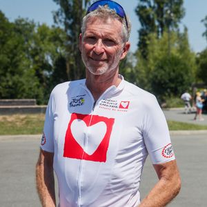 Exclusif - Denis Brogniart - 20ème édition de "l'étape du coeur" de l'association "Mécénat Chirurgie Cardiaque" (MCC) lors du tour de France 2023 à Bordeaux, France, le 07 juillet 2023 © Christophe Clovis / Bestimage