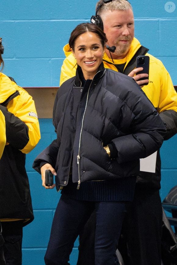 Vancouver, CANADA - Meghan Markle, duchesse de Sussex au curling en fauteuil roulant au centre récréatif Hillcrest pendant les Jeux Invictus de Vancouver Whistler 2025 au Canada. 
©Backgrid UK/ Bestimage