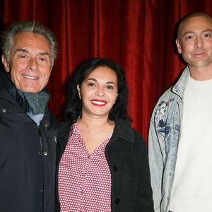 Gérard Holtz, Saïda Jawad et Maxime Dereymez - Générale de la comédie musicale "Victor Lustig, l’homme qui vendit la Tour Eiffel" au théâtre Bobino à Paris le 22 octobre 2025. © Coadic Guirec/Bestimage