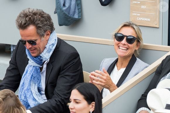 Anne-Sophie Lapix et son mari Arthur Sadoun dans les tribunes lors des Internationaux de France de tennis à l'arène Roland-Garros le 09 juin 2019 à Paris, France. Photo Nasser Berzane/ABACAPRESS.COM