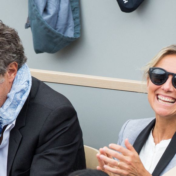Anne-Sophie Lapix et son mari Arthur Sadoun dans les tribunes lors des Internationaux de France de tennis à l'arène Roland-Garros le 09 juin 2019 à Paris, France. Photo Nasser Berzane/ABACAPRESS.COM