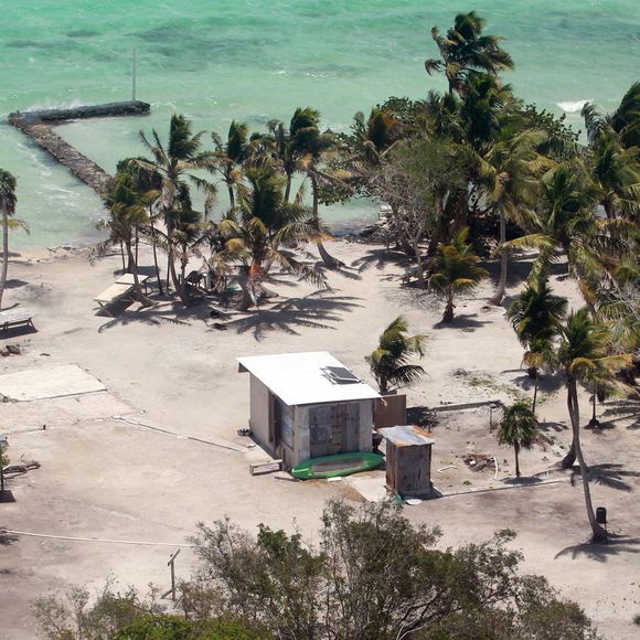 Exclusif -  Vues aériennes de Blackadore Caye, l'île privée au large des côtes du Belize que l'acteur et environnementaliste Leonardo DiCaprio a achetée en 2015 pour 1,75 million de dollars, le 5 juin 2021. Coleman-Rayner / Bestimage