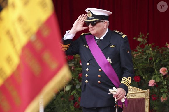 Le prince Laurent de Belgique - La famille royale de Belgique lors de la parade militaire pour la Fête Nationale belge à Bruxelles. Le 21 juillet 2024. © Photonews / Bestimage