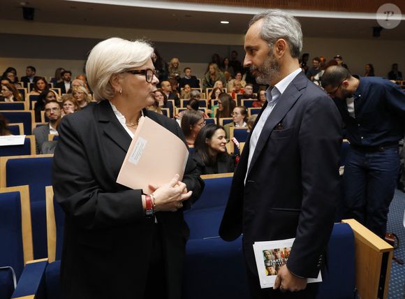 Exclusif - Catherine Vautrin, David Larramendy - Avant-première su documentaire "Santé mentale, briser le tabou" dans l'Amphithéâtre Laroque au Ministère du Travail, de la Santé et des Solidarités à Paris à Paris le 15 avril 2025. © Marc Ausset-Lacroix/Bestimage