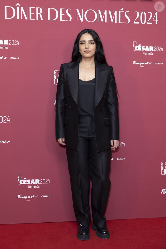 Hafsia Herzi au Photocall des participants au dîner des nommés des César 2024 au Fouquet's Paris le 5 février 2024. © Olivier Borde / Bestimage