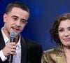 Exclusif - Tina Arena et son fils Gabriel Joseph Mancini pour les surprises lors de l'enregistrement de l'émission "La Boîte à secrets", présentée par F.Bollaert et diffusée le 23 janvier sur France 3, dans les studios du Lendit à Saint-Denis, France, le 16 décembre 2025. © Cyril Moreau/Bestimage