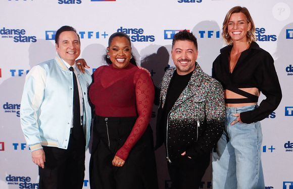 Le jury: Jean-Marc Généreux, Mel Charlot, Chris Marques, Fauve Hautot - Photocall du lancement de la saison 2025 de l'émission "Danse avec les stars" (DALS) au siège de  TF1 à Boulogne-Billancourt le 16 janvier 2025. © Christophe Clovis / Bestimage