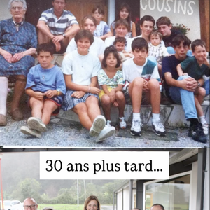 Isabelle Ithurburu a ainsi pris plaisir à partager des images d'elle et les membres de son clan, reproduisant notamment une photo prise il y a 30 ans avec ses cousins

Retrouvailles familiales pour Isabelle Ithurburu à l'occasion des 100 ans de son "papy Jean"