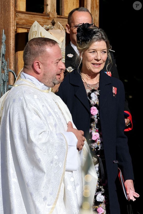 La princesse Caroline de Hanovre - La famille princière de Monaco quitte la cathédrale Notre-Dame Immaculée ou la messe solennelle d'action de grâce et un Te Deum ont été célébré à l'occasion de la Fête Nationale de Monaco le 19 novembre 2024. © Dominique Jacovides - Bruno Bebert / Bestimage