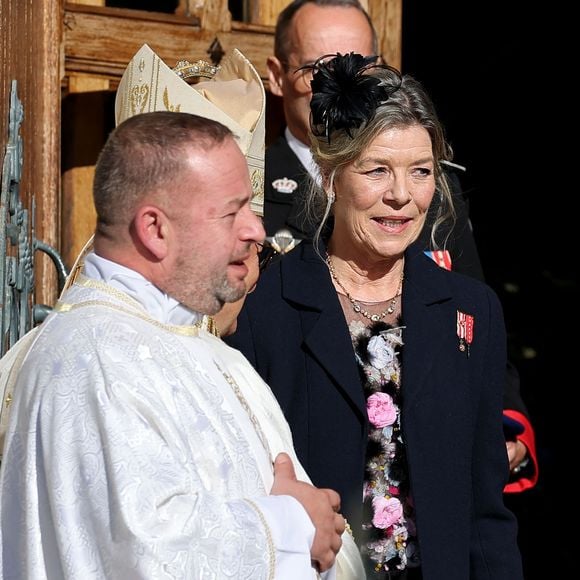 La princesse Caroline de Hanovre - La famille princière de Monaco quitte la cathédrale Notre-Dame Immaculée ou la messe solennelle d'action de grâce et un Te Deum ont été célébré à l'occasion de la Fête Nationale de Monaco le 19 novembre 2024. © Dominique Jacovides - Bruno Bebert / Bestimage