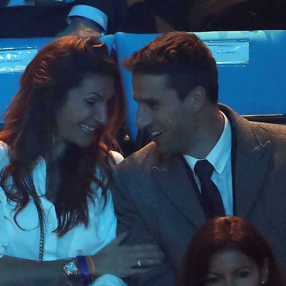 Tony Estanguet et sa femme Laetitia lors du match d'ouverture du mondial de handball, la France contre le Brésil à AccorHotels Arena à Paris, France, le 11 janvier 2017. La France remporte le match 31 à 16. © Cyril Moreau/Bestimage